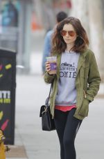LILY COLLINS Out and About in Beverly Hills 05/30/2017