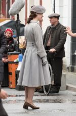 LILY JAMES on the Set of Gurnsey in London 05/05/2017