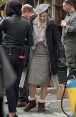 LILY JAMES on the Set of Gurnsey in London 05/05/2017