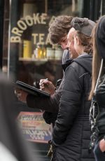 LILY JAMES on the Set of Gurnsey in London 05/05/2017