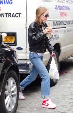LILY-ROSE DEPP in a Leather Biker Jacket Out in New York 05/01/2017