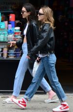 LILY-ROSE DEPP in a Leather Biker Jacket Out in New York 05/01/2017