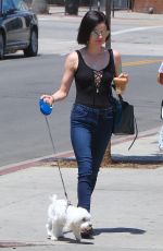 LUCY HALE Walks Her Dog Out in Los Angeles 05/03/2017