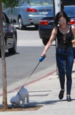 LUCY HALE Walks Her Dog Out in Los Angeles 05/03/2017