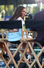 MELANIE BROWN on the Set of Extra Today in Los Angeles 05/01/2017