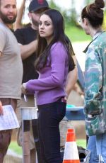 MILA KUNIS Arrives on the Set of Bad Mom