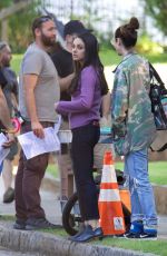 MILA KUNIS Arrives on the Set of Bad Mom