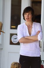 MILLA JOVOVICH Out on Larchmont Blvd in Los Angeles 05/04/2017