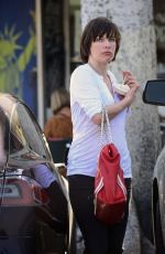 MILLA JOVOVICH Out on Larchmont Blvd in Los Angeles 05/04/2017