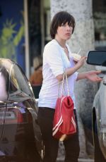 MILLA JOVOVICH Out on Larchmont Blvd in Los Angeles 05/04/2017