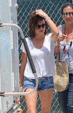 PENELOPE CRUZ in Denim Shorts Arrives at Versace: American Crime Story Set in Miami 05/18/2017