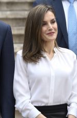 QUEEN LETIZIA Of Spain Arrives at National Library in Madrid 04/05/2017