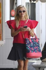 REESE WITHERSPOON in Denim Skirt Leaves a Brunch in Brentwood 05/03/2017