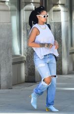 RIHANNA in Ripped Jeand Out in New York 05/04/2017