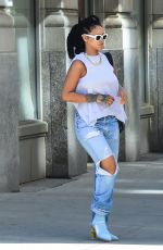 RIHANNA in Ripped Jeand Out in New York 05/04/2017