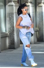 RIHANNA in Ripped Jeand Out in New York 05/04/2017