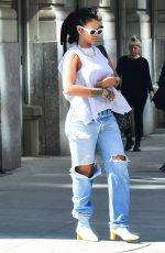 RIHANNA in Ripped Jeand Out in New York 05/04/2017