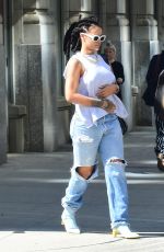 RIHANNA in Ripped Jeand Out in New York 05/04/2017