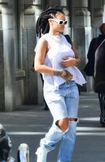 RIHANNA in Ripped Jeand Out in New York 05/04/2017