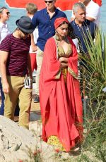 SONAM KAPOOR on the Set of a Photoshoot at a Beach in Cannes 05/22/2017