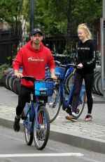 SOPHIE TURNER and Joe Jonas Out Riding Bitibikes in New York 05/07/2017