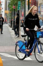 SOPHIE TURNER and Joe Jonas Out Riding Bitibikes in New York 05/07/2017