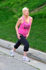 TORI SPELLING Out Power Walking in Los Angeles 05/01/2017