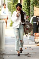 VANESSA HUDGENS in Ripped Jeans at Alfred Coffee in West Hollywood 05/15/2017