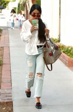 VANESSA HUDGENS in Ripped Jeans at Alfred Coffee in West Hollywood 05/15/2017