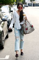 VANESSA HUDGENS in Ripped Jeans at Alfred Coffee in West Hollywood 05/15/2017