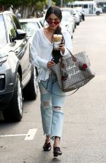 VANESSA HUDGENS in Ripped Jeans at Alfred Coffee in West Hollywood 05/15/2017