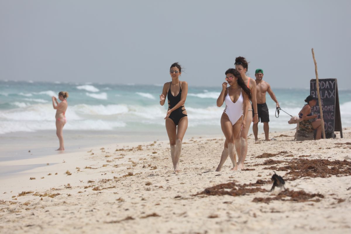 VICTORIA JUSTICE and MADISON REED in Swimsuits at a Beach in Cancun 05/29/2...