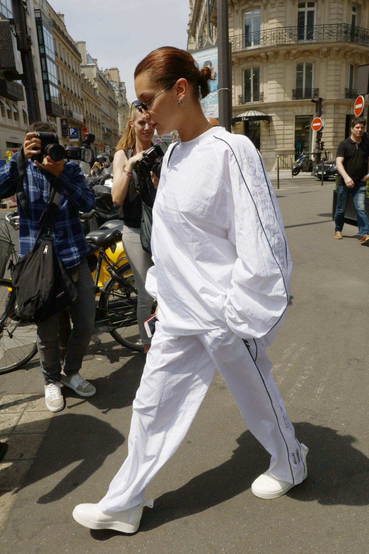 BELLA HADDID All in White Out in Paris 06/22/2017 BELLA HADDID All in White Out in Paris 06/22/2017