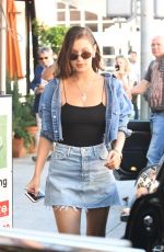 BELLA HADID in Denim Skirt Out for Lunch in Beverly Hills 06/20/2017