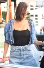 BELLA HADID in Denim Skirt Out for Lunch in Beverly Hills 06/20/2017