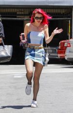 BELLA THORNE in Denim Skirt Out in Los Angeles 06/27/2017