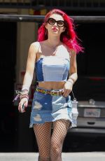 BELLA THORNE in Denim Skirt Out in Los Angeles 06/27/2017