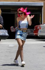 BELLA THORNE in Denim Skirt Out in Los Angeles 06/27/2017