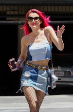 BELLA THORNE in Denim Skirt Out in Los Angeles 06/27/2017