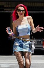 BELLA THORNE in Denim Skirt Out in Los Angeles 06/27/2017