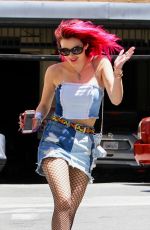 BELLA THORNE in Denim Skirt Out in Los Angeles 06/27/2017