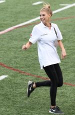 CHARLOTTE MCKINNEY and OLIVIA CULPO Show off Their Football Skills at Harvard in Boston 06/02/2017