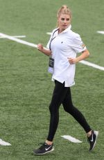 CHARLOTTE MCKINNEY and OLIVIA CULPO Show off Their Football Skills at Harvard in Boston 06/02/2017