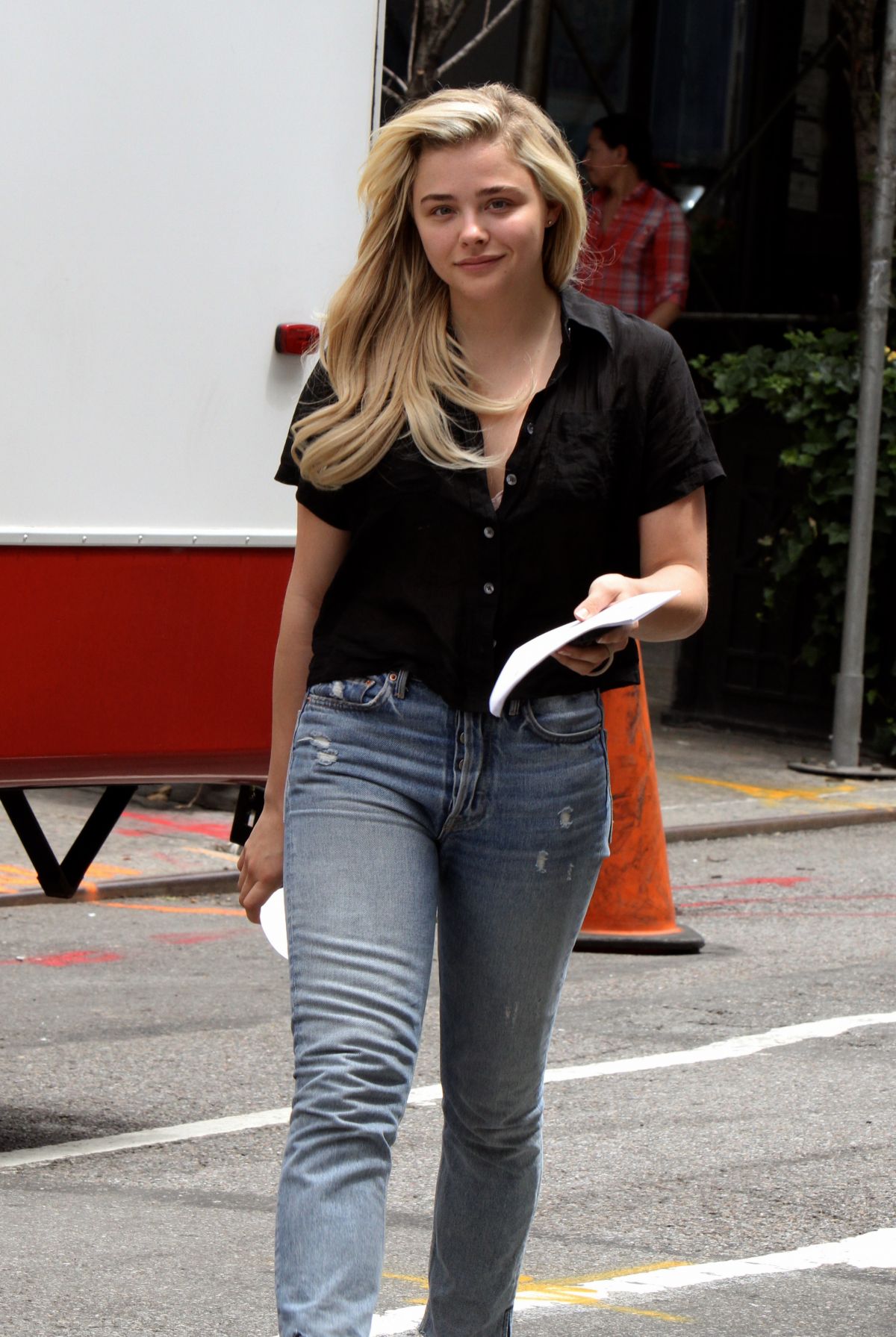 CHLOE MORETZ in Jeans on the Set of Louis C.K. Untitled Project in New ...