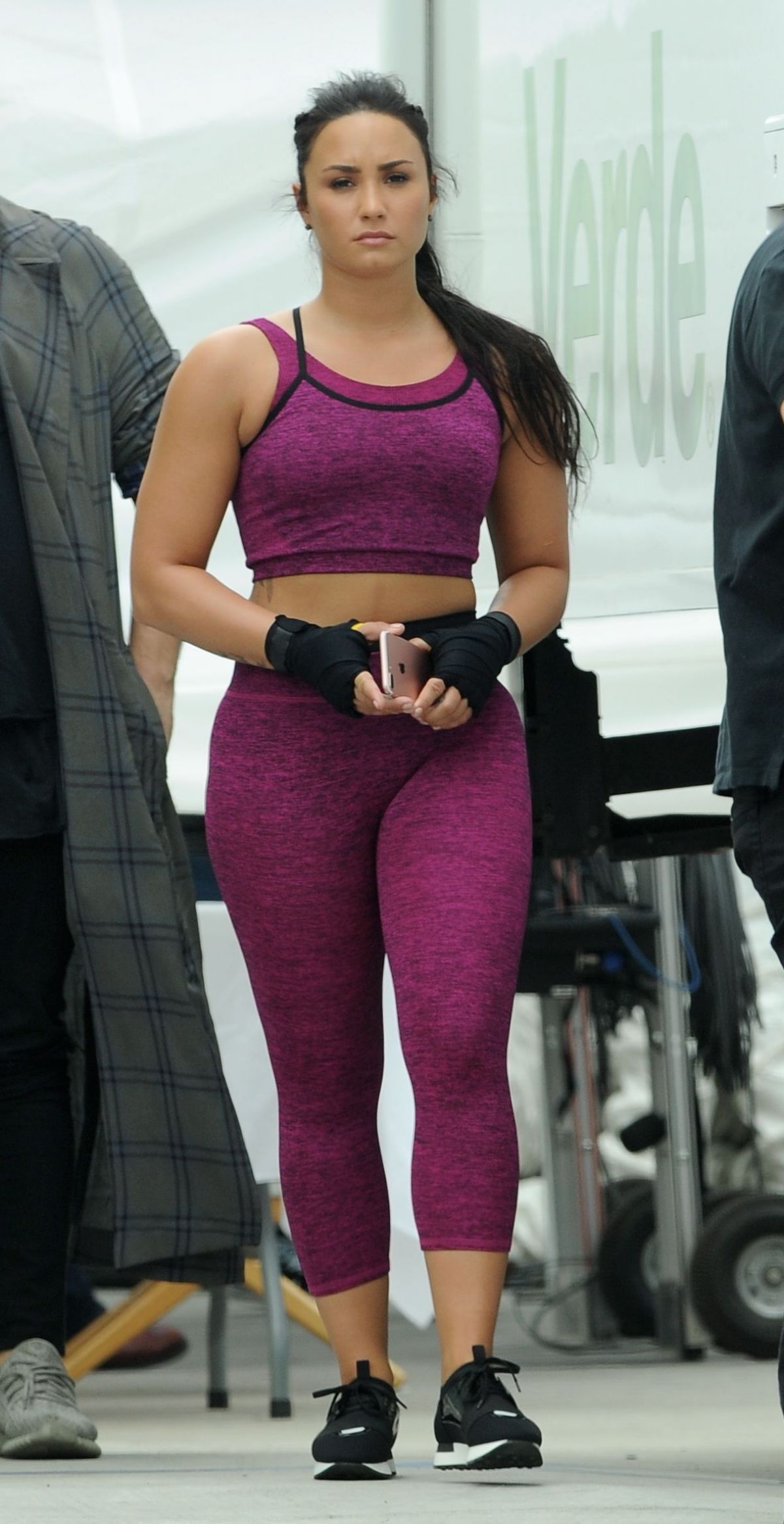 DEMI LOVATO on the Set of a Fabletics Commercial in Los ...