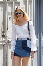 DEVON WINDSOR in Denim Skirt Out in New York 06/09/2017