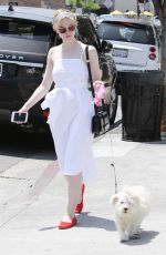 ELLE FANNING Out with Her Dog in Studio City 06/23/2017
