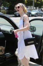 ELLE FANNING Out with Her Dog in Studio City 06/23/2017