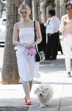 ELLE FANNING Out with Her Dog in Studio City 06/23/2017