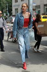 GIGI HADID All in Jeans Leaves Her Apartment in New York 06/29/2017